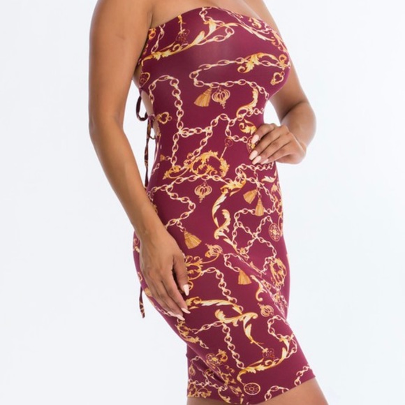 New Chain Print Criss Cross Back Dress - Picture 4 of 7